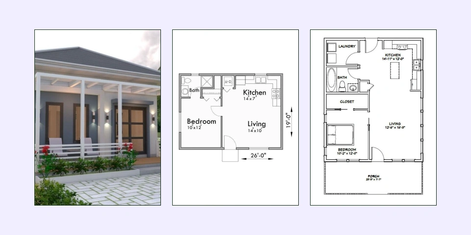 Fluid 1-bedroom house plan with seamless indoor-outdoor spaces Fluid 1-bedroom house plan with seamless indoor-outdoor spaces