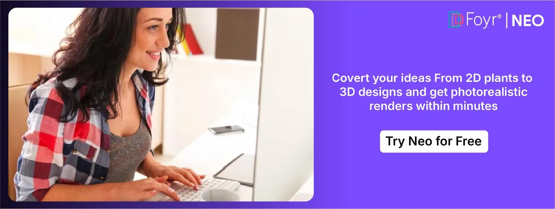 Interior designer working on a 3D render on computer Interior designer working on a 3D render on computer